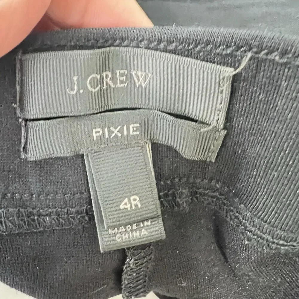 J.Crew Pixie Pants with Faux Leather Size 4R Black Leggings